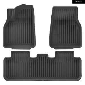 テスラ モデルY 5人乗り 2025年発売以降 ジュニパー TPE フロアマット カーゴライナー トランク マット バックレスト パッド ブラック - 25MY LHD 3PCS