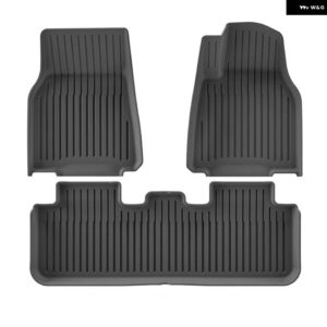 テスラ モデルY 5人乗り 2025年発売以降 ジュニパー TPE フロアマット カーゴライナー トランク マット バックレスト パッド ブラック - 25MY RHD 3PCS