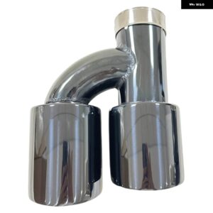 カーパーツマフラー ステンレス 電気メッキ黒 H型4 アウトレット テール パイプ マフラーダブル アウトレット テール - right 51mm-89mm