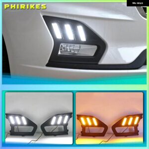 フォード モンデオ フュージョン 2019 2020 LED DRL デイタイム ランニングライト LED デイライト フォグライト 防水 2個 - White and Yellow