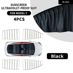 テスラ モデルY /3 サイドウィンドウ プライバシー サンシェード 車内サンシェード フロントガラス とリアガラス - Model Y Black 4pcs