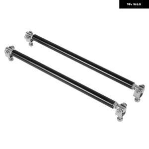 200MM 汎用 サラウンドロッドフロント バンパー スポイラー リップスプリッター ストラットロッドタイ ステンレス サポート バー - black