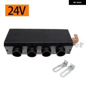 12/24V 汎用 4穴ポータブルカーヒーター オートバン暖房ファン フロントガラス デフロスター エアヒーター RV キャンピングカー トレーラー トラック - 24V Black