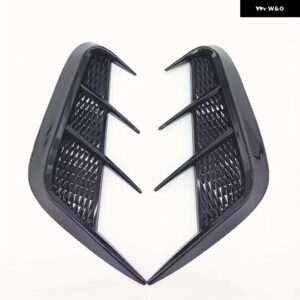 2個 汎用 カーサイドエアフローベントフェンダー ステッカー 自動車ホイールドアエアウィングカバー BMW アウディ BENZ VW - Glossy black