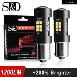 2個 P21W LED 1156 BA15S LED 電球 車用ライト 1200LM ウィンカー リバース ブレーキライト R5W 3030 LED 12V 24V 自動車用ランプ D040 - Red