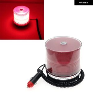 12V/24V 車用緊急フラッシュストロボランプ LED アンバー レッド ブルー ラウンドマグネット 天井 ボックス 回転式交通安全ハザード灯 - Red