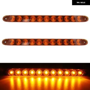 12V 15インチ 11 LED ライトバー 密閉型 ストップターン テール ブレーキライト サードサード ブレーキライト トラック トレーラーマーカーIDバー 防水 - 2pcs Yellow
