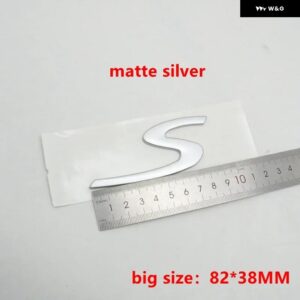 2サイズ 52*22MM 82*38MM リアリッド トランク ブーツ Sエンブレム ロゴ カーバッジ デコレーション ネームプレート ステッカー - 82X38mm Silver