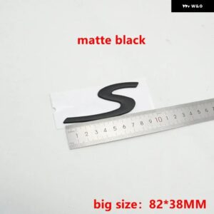 2サイズ 52*22MM 82*38MM リアリッド トランク ブーツ Sエンブレム ロゴ カーバッジ デコレーション ネームプレート ステッカー - 82X38mm matt Black
