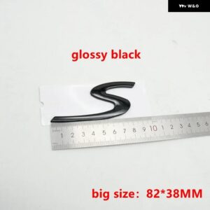 2サイズ 52*22MM 82*38MM リアリッド トランク ブーツ Sエンブレム ロゴ カーバッジ デコレーション ネームプレート ステッカー - 82X38mm gloss