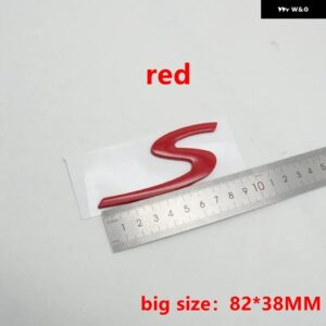 2サイズ 52*22MM 82*38MM リアリッド トランク ブーツ Sエンブレム ロゴ カーバッジ デコレーション ネームプレート ステッカー - 82X38mm Red