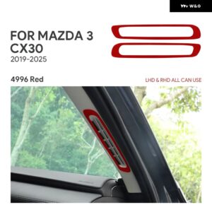 2PCS トップスエード トリム LHD RHD ステッカー マツダ 3 アクセラ CX30 CX-30 2019 - 24 2025 車 Aピラー エア アウトレット - Red LHD RHD 2PCS