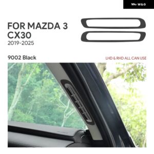 2PCS トップスエード トリム LHD RHD ステッカー マツダ 3 アクセラ CX30 CX-30 2019 - 24 2025 車 Aピラー エア アウトレット - Black LHD RHD 2PCS