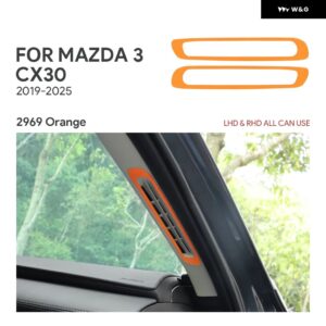 2PCS トップスエード トリム LHD RHD ステッカー マツダ 3 アクセラ CX30 CX-30 2019 - 24 2025 車 Aピラー エア アウトレット - Orange LHD RHD 2PCS