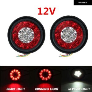1/2個 12V/24V 丸型 LED テールライト トラック ブレーキ ストップライト ターンバックシグナル トレーラー LED リア テールライト 車用ウィンカーライト - 2pc 12V Red White