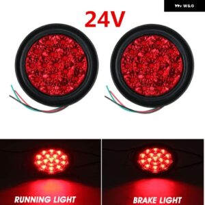 1/2個 12V/24V 丸型 LED テールライト トラック ブレーキ ストップライト ターンバックシグナル トレーラー LED リア テールライト 車用ウィンカーライト - 2pc 24V Red