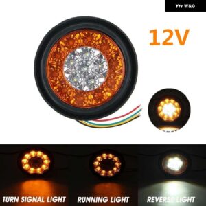 1/2個 12V/24V 丸型 LED テールライト トラック ブレーキ ストップライト ターンバックシグナル トレーラー LED リア テールライト 車用ウィンカーライト - 1pc 12V White Yellow