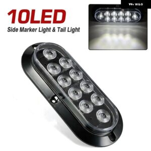 10 LED 6インチ オーバル 表面実装 ブレーキ ストップ サイドマーカー ストップ ウィンカー テールライト トレーラー トラック ランプ 12V - White
