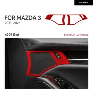 2PCSトップスエード トリム LHD RHD ステッカー マツダ 3アクセラ2019 - 24 2025車ドアホーン ボタン フレーム アクセサリー - Red RHD 2PCS
