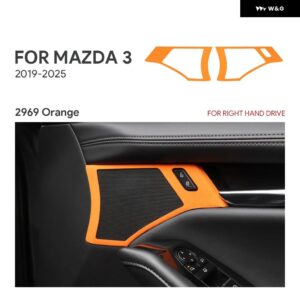 2PCSトップスエード トリム LHD RHD ステッカー マツダ 3アクセラ2019 - 24 2025車ドアホーン ボタン フレーム アクセサリー - Orange RHD 2PCS