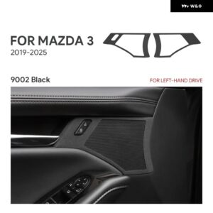 2PCSトップスエード トリム LHD RHD ステッカー マツダ 3アクセラ2019 - 24 2025車ドアホーン ボタン フレーム アクセサリー - Black LHD 2PCS