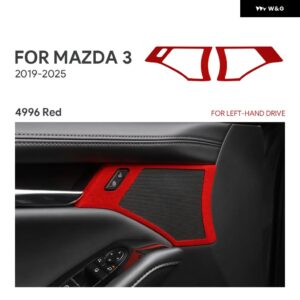 2PCSトップスエード トリム LHD RHD ステッカー マツダ 3アクセラ2019 - 24 2025車ドアホーン ボタン フレーム アクセサリー - Red LHD 2PCS