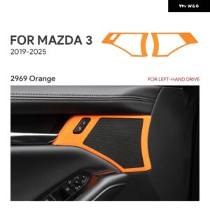 2PCSトップスエード トリム LHD RHD ステッカー マツダ 3アクセラ2019 - 24 2025車ドアホーン ボタン フレーム アクセサリー - Orange LHD 2PCS