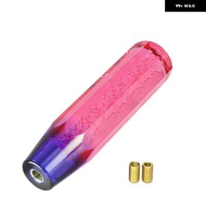 20CM シフト ノブ アクリル クリア バブル ギア シフター 車カスタム 汎用 マニュアル オートマチック シフト ノブ アダプター 付き - red purple