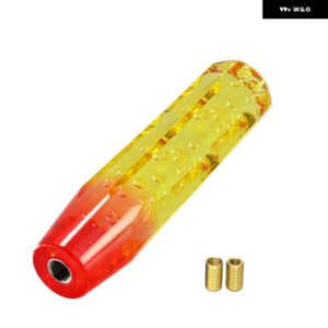 20CM シフト ノブ アクリル クリア バブル ギア シフター 車カスタム 汎用 マニュアル オートマチック シフト ノブ アダプター 付き - yellow red