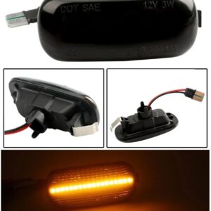 2X LED ダイナミックサイドマーカーウィンカーライトシーケンシャル ウインカーランプ EMARK アウディ A3 S3 8P A4 S4 RS4 B6 B6 B8 A6 S6 RS6 C5 C7 - Black No Dynamic