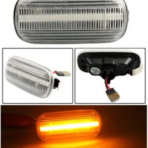 2X LED ダイナミックサイドマーカーウィンカーライトシーケンシャル ウインカーランプ EMARK アウディ A3 S3 8P A4 S4 RS4 B6 B6 B8 A6 S6 RS6 C5 C7 - White No Dynamic