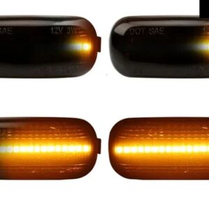 2X LED ダイナミックサイドマーカーウィンカーライトシーケンシャル ウインカーランプ EMARK アウディ A3 S3 8P A4 S4 RS4 B6 B6 B8 A6 S6 RS6 C5 C7 - Black Dynamic