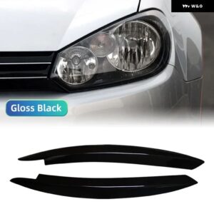 2個 車用 ヘッドライト アイブロウ ステッカー トリム カバー フォルクスワーゲン VW GOLF 6 VI MK6 GTI GTR GTD 2008 - 2013 アクセサリー - Gloss Blcak