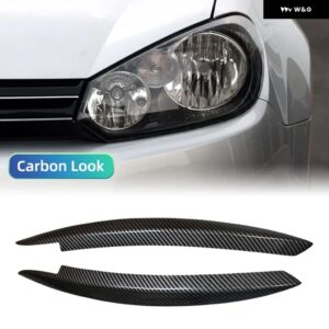 2個 車用 ヘッドライト アイブロウ ステッカー トリム カバー フォルクスワーゲン VW GOLF 6 VI MK6 GTI GTR GTD 2008 - 2013 アクセサリー - Carbon Look