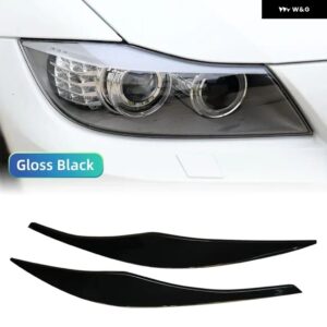 2個 ABS 光沢 ヘッドライト アイブロウ アイリッド BMW 3シリーズ E90 E91 2005 - 11 セダン/ツーリング チューニング - Gloss Blcak