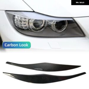 2個 ABS 光沢 ヘッドライト アイブロウ アイリッド BMW 3シリーズ E90 E91 2005 - 11 セダン/ツーリング チューニング - Carbon Look