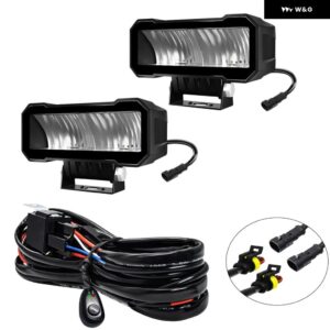5インチ ライトバー ハイビーム ヘッドライト 車用 スクエア LED フラッドライト LED バー 12V LED ライト 作業灯 24V オフロード ATV 4X4 LED - 2PC harness