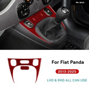 フィアット パンダ 2013-2019 - 24 2025 LHD RHD 車用 ギア シフト パネル インテリア トリム リアルソフトカーボン ステッカー - Red carbon