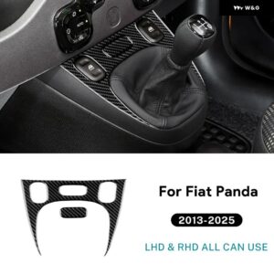 フィアット パンダ 2013-2019 - 24 2025 LHD RHD 車用 ギア シフト パネル インテリア トリム リアルソフトカーボン ステッカー - Black Carbon