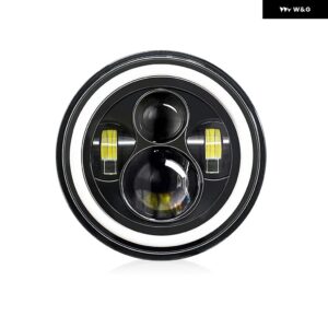 7インチ LED ヘッドライト ラングラー エンジェルアイズ ヘッドライト 180W 21000LM ジープ JK ハーレー ハマー 汎用 ラウンド ヘッドライト 6000K 9-32V - 1 Pcs