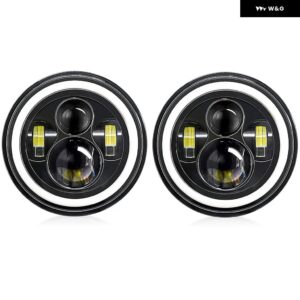 7インチ LED ヘッドライト ラングラー エンジェルアイズ ヘッドライト 180W 21000LM ジープ JK ハーレー ハマー 汎用 ラウンド ヘッドライト 6000K 9-32V - 2 Pcs