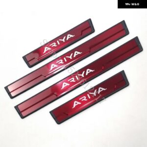 日産 アリア 2022 2023~2025 ステンレス クローム ドアシルキックプレートガード ペダル パッド プロテクター スタイリング 2022~2025 - Red
