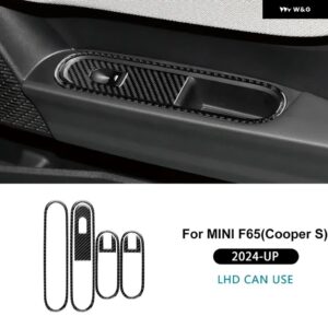 車ドアウィンドウリフトスイッチ フレーム インテリア ソフトカーボン ステッカー パネル LHD RHD BMW ミニクーパーS F65 2024 2025 - Black Carbon