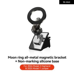 テスラ モデル3 Y ハイランド ジュニパー 2021-2025 マグネット式車載電話 ホルダー 車載マグネット式電話 ホルダー ムーンリング メタルカー マウント - M3Y Highland Juniper