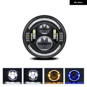 7インチ車用ラウンド ヘッドライト 超高輝度200W 20000LM JEEP WRANGLERオフロード ヘッドライト イエローブルーライト ヘッドランプ 6000K - 1pcs