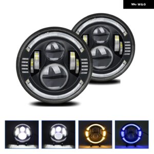 7インチ車用ラウンド ヘッドライト 超高輝度200W 20000LM JEEP WRANGLERオフロード ヘッドライト イエローブルーライト ヘッドランプ 6000K - 2pcs