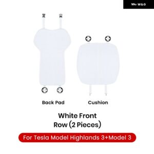 テスラ モデル3Y ハイランド ジュニパー 2021-2025 シートカバー 新型アイスシュレッド クッション 通気性 防汗 四季対応シートカバー - Model 3 White 2PCS
