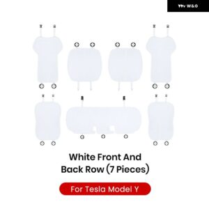 テスラ モデル3Y ハイランド ジュニパー 2021-2025 シートカバー 新型アイスシュレッド クッション 通気性 防汗 四季対応シートカバー - Model Y White 7PCS