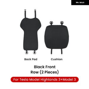 テスラ モデル3Y ハイランド ジュニパー 2021-2025 シートカバー 新型アイスシュレッド クッション 通気性 防汗 四季対応シートカバー - Model 3 Black 2PCS