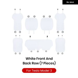 テスラ モデル3Y ハイランド ジュニパー 2021-2025 シートカバー 新型アイスシュレッド クッション 通気性 防汗 四季対応シートカバー - Model 3 White 7PCS